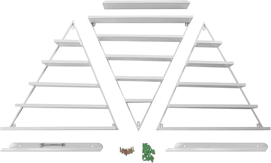 5 Tier Wall-Mounted Metal Nail Polish Display Rack,Simple Triangular Storage Shelves,Essential Oil and Perfume Organizers,Cosmetic Display Cases for Home Spa Nail Salon Shop (White)