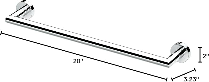 Gatco 4631 Glam Single Towel Bar, 18 Inch, Chrome | Wall Mounted Towel Holder For Bathroom