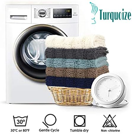 Turquoize Plush Chenille Bath Rug, Gray, Large (47 x 17"), Non-Slip, Washable, Water Absorbent & Soft, For Bathroom Floor