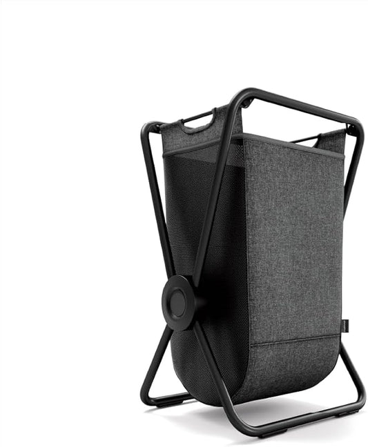 simplehuman single x-frame laundry hamper, 100% recycled polyester removable laundry baskets with easy carry handles, heavy-gauge steel frame, black, 65L