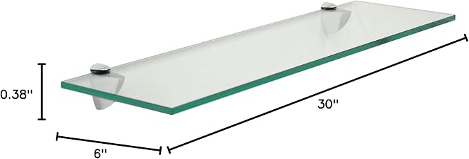 Spancraft 6" X 30" Glass Shelf - Chrome Finish