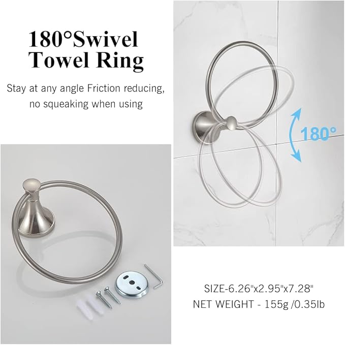 BGL 4PCS Bathroom Hardware Set,Brushed Nickel Bathroom Towel Rack Set,24 Inches Adjustable Towel Bar for Bathroom