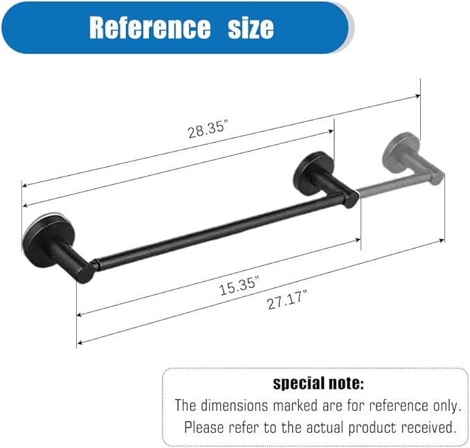 Retractable #304 Stainless Steel Towel Bar, Single bar or Double bar Optional,Adjustable Length from 16 inches to 28.9 Inches (Matt Black, Single Towel Bar)