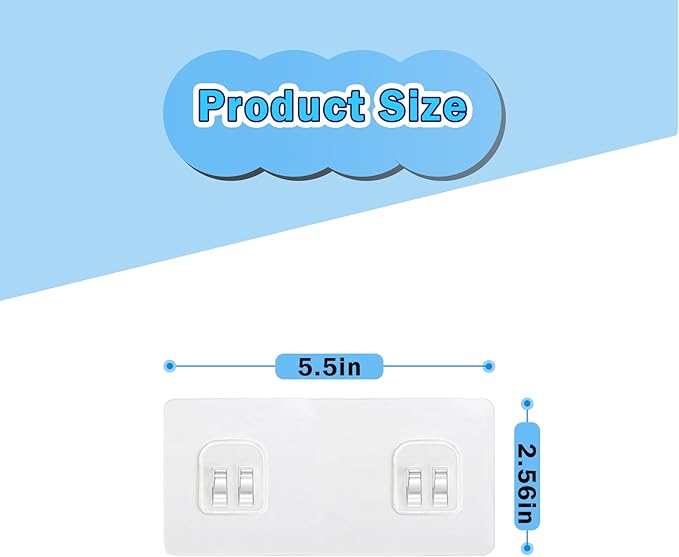 6 Pack Shower Caddy Adhesive Replacement, 2 Hooks Thick Shower Shelf Adhesive, Waterproof Shower Hooks Strips for Kitchen Racks, Bathroom Storage, Shower Basket & Soap Holder