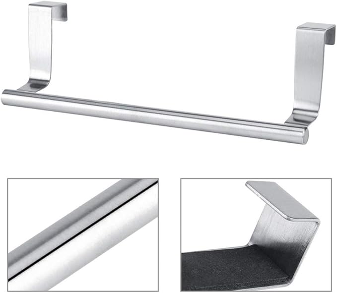 Bath Towel Bars Holder Multifunction Kitchen Cabinet Door Drawer Towel Hanging Rack Stainless Steel Bathroom Towel Bar - Set of 2 (Set of 2-9")