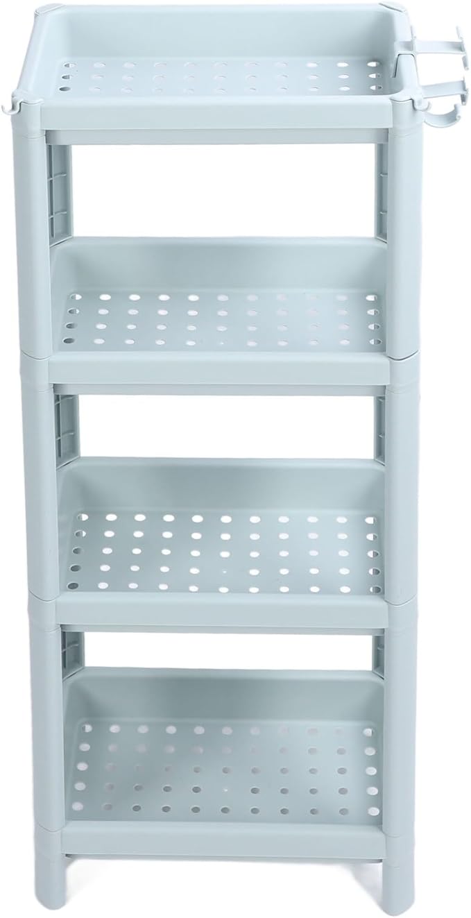 Storage Shelf for Bathroom, Open Shelf for Bathroom Storage, Independent Corner Shelf, Storage Shelf, Nordic Blue (2 (4 Tier)