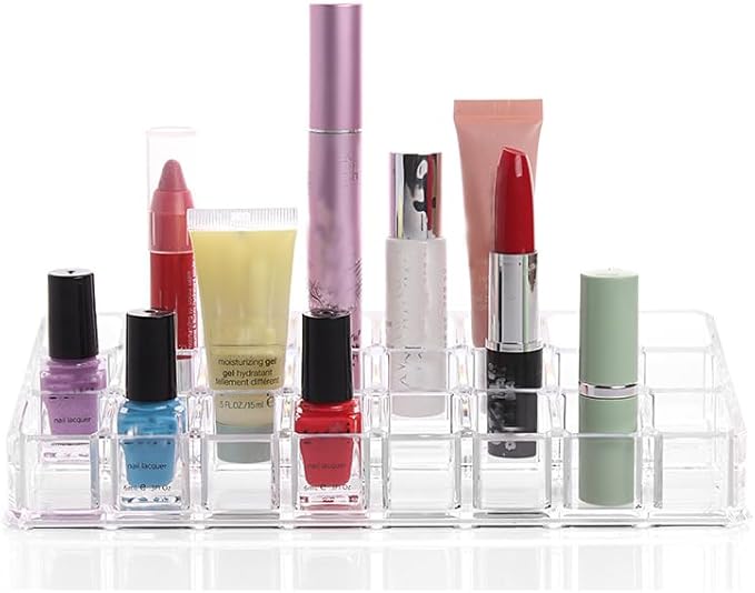 Kamay's Acrylic Transparent 24 Grids Lipstick Nail Polish Eyebrow Brush Display Rack (SF-1034)