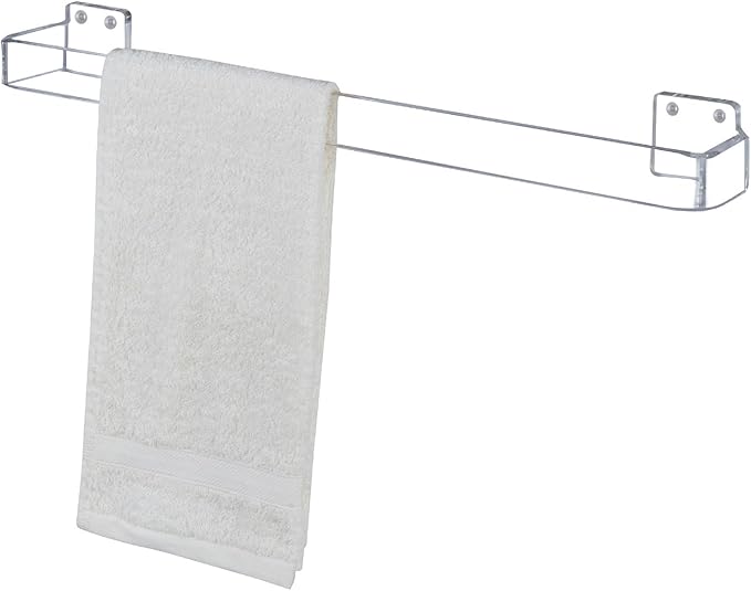 MyGift 18 Inch Wall Mounted Towel Holder Bar for Bathroom, Bath Towel Rack, Hand Towel Holder, Minimalist Transparent Floating Hanger Rail, Premium Clear Acrylic