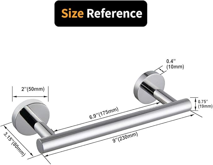 SUS 304 Stainless Steel 9-Inch Towel Bar Towel Rack Wall Mounted Towel Rail Towel Rod for Bathroom Modern Style Polished Finish