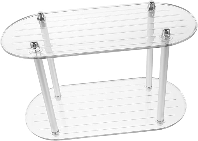 Happyyami Desktop Multi Function Organizer Shelf Bathroom Storage Rack for Cosmetics and Accessories Transparent Display Stand for Countertop Organization