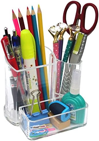 Kamay's 2 Compartments Transparent Acrylic Lipstick Makeup Brush Eyebrow Pencil Holder Cosmetic Display Stand Case Desk Organizer(SF-2132) (A)