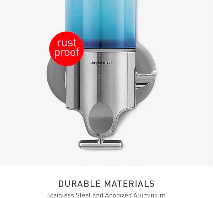 simplehuman Wall Mount Pumps, Single 15 fl. oz. Shampoo & Soap Dispenser, Stainless Steel