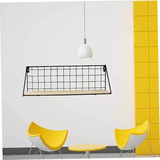 Happyyami Wall-Mounted Iron Shelf for Bathroom Kitchen Living Room Storage Rack Bookshelf Floating Book Shelves Decorative Wall Mount