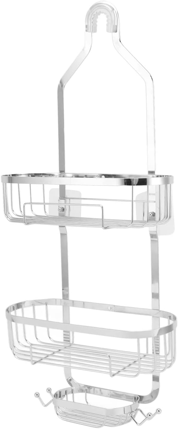 Kikumi Metal Iron Wall Mounted Bathroom Basket, 2-Layer Drill-Free Bathroom Shelves, Toilet Accessories (Electroplating)