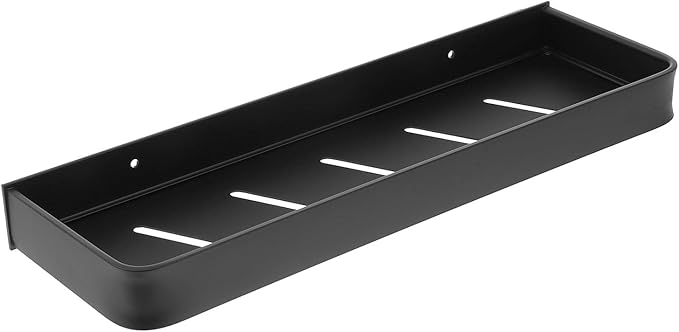 Wall-Mounted Storage Rack 40CM Adhesive Kitchen Bathroom Shelf Space Aluminum Organizer Black No Drill Installation for Sundries