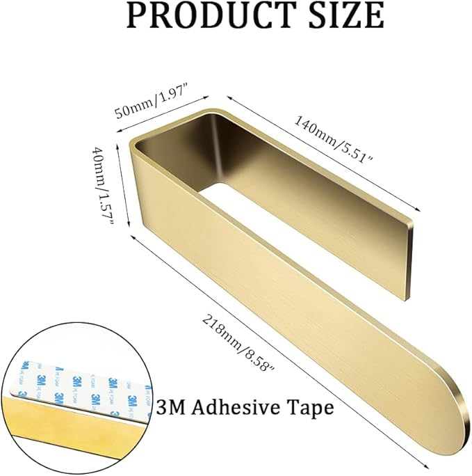 SEIDO Hand Towel Holder, Heavy Duty Self Adhesive Towel Bar ?€? No Drill Stick on Wall, SUS 304 Stainless Steel Towel Rack for Small Bathroom, Kitchen, RV, Brushed Gold