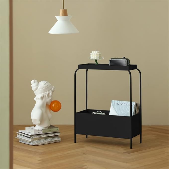 Wrought Iron Shelf Magazine Shelf Bathroom Accessories Bedside Table Bathroom Shelves Creative Shelf (Color : Green, Size : 1pcs) (Black 1pcs)