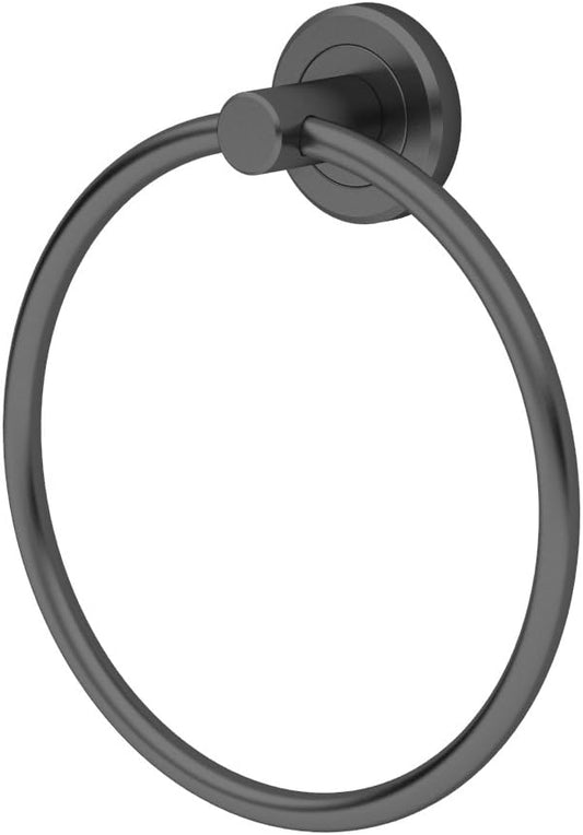 Gatco 4242MX Latitude II Towel Ring | Modern Hand Towel Holder for Bathroom | Stylish Decorative Hardware, Heavy Duty Metal, EZ Ancor Mounting | Matte Black
