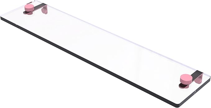 Allied Brass NS-1/22-PNK 22 Inch Glass Vanity Shelf with Beveled Edges, Pink