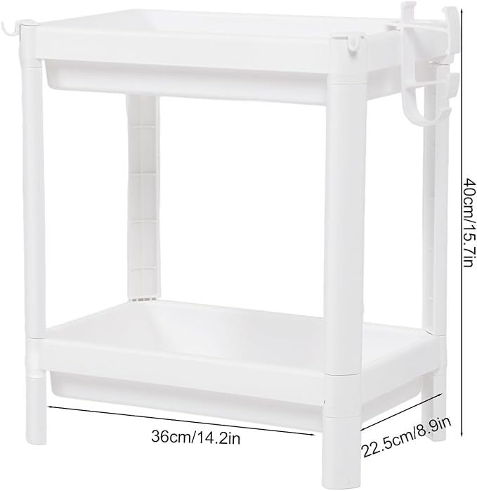 Narrow Freestanding Bathroom Shelf, Space Saving Storage Rack White Laundry Shelf for Bathroom Laundry Room Kitchen Bedroom Compact Areas (2 Tier)