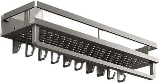 Bathroom Shelf, no Punch Strong Load Bearing Bathroom Shelf Easy to Organize toiletries Stainless Steel.(Single Layer 60CM)