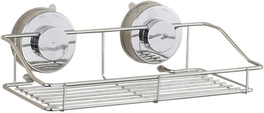 MAGICLULU Wall Mounted Bathroom Shelf Resistant Storage Rack with Suction Cup Organizer for Bathroom Toilet Kitchen Silver Finish