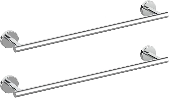 SEIDO 36 Inch Polished Chrome Towel Bar (2-Pack), Anti-Drop Bathroom Towel Holder Rod 22lb Capacity, SUS 304 Stainless Steel Double Towel Rack Wall Mounted, 33" Hanging Length, Complete Hardware