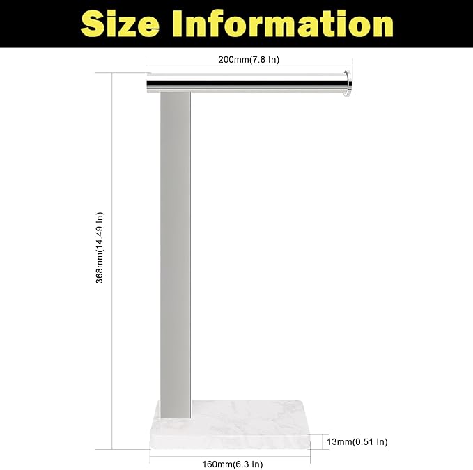 Stainless Steel L-Shaped Hand Towel Holder, SUS304 Bathroom Towel Rack with Thickened Base for Countertop Vanity (Chrome, Square Base)