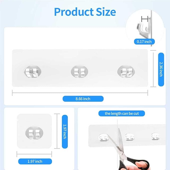 Elegant Shower Caddy Adhesive Replacement, 6 PCS Strong Waterproof Adhesive Hooks and Strips for Shower Shelf and Bathroom Storage Shelves, No Drilling Also Fit Kitchen Rack