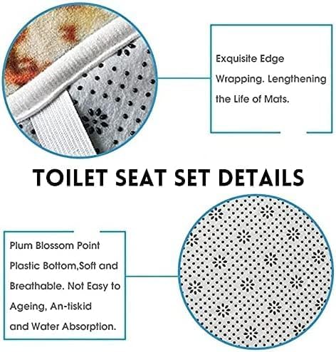 jieprom 4PCS Black Night Mushroom Shower Curtain Bathroom Set with Rugs,Toilet Lid Cover and Bath Mat, Shower Curtain with 12 Hooks, Durable Waterproof Bathroom Decor Set