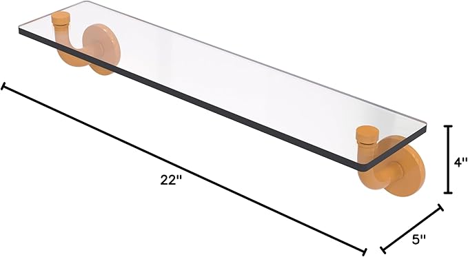 Allied Brass RM-1-22-GLY Remi Collection 22 Inch Glass Vanity Shelf with Beveled Edges, Golden Yellow