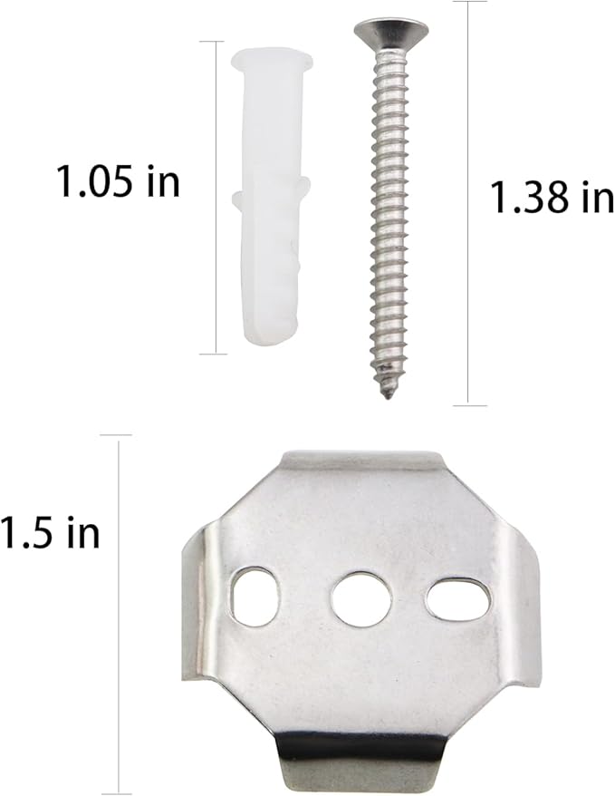 2PCS 1.5 Inch Bathroom Hardware Towel Bar Bracket with Matching in-Wall Expansion Bolt 304 Stainless Steel Pendant Fasteners for Robe Hook and Toilet Paper Holder