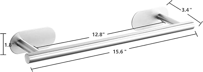 SEIDO Adhesive Towel Bar, Stainless Steel Towel Bar for Bathroom, 16 Inch Towel Racks for Bathroom, No Drilling Needed, Brushed Nickel