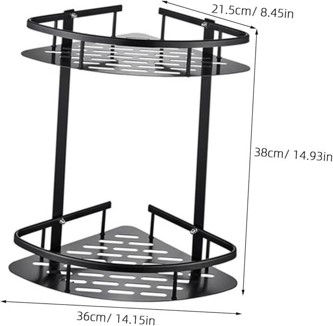 PRETYZOOM Space-Saving Wall-Mounted Bathroom Shelves Aluminum Organizer Rack Shampoo Soap Holder Modern for Surface
