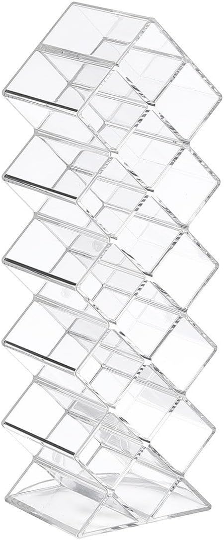 Lipstick Organizer - Acrylic Lipstick Holder Clear Cosmetic Fish Shape Lip Gloss Tower Makeup Storage for Bathroom Vanity Countertop (16 Spaces)
