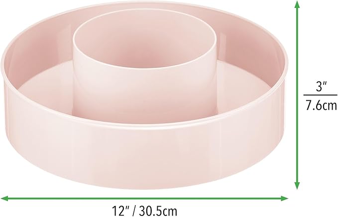 mDesign Plastic Lazy Susan Round Turntable Storage Tray - Rotating Organizer for Makeup, Cosmetics, Nail Polish, Vitamins, Shaving Kits, Hair Spray, Medical Supplies, First Aid - Light Pink/Blush