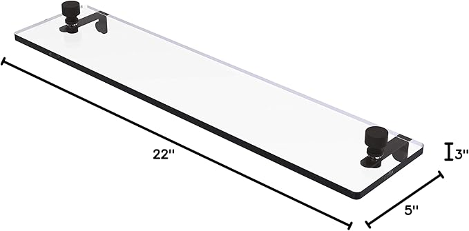 Allied Brass FT-1/22-ORB Ft 1 22 Foxtrot Inch Vanity Beveled Edges Glass Shelf, 22 Inch, Oil Rubbed Bronze
