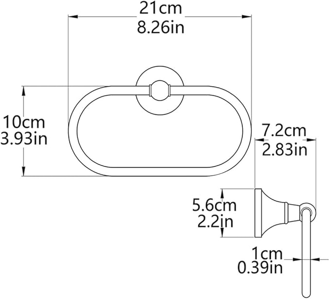 Antique Brass Oval Towel Ring 8.26'' /21cm Bathroom Towel Hanger Cabinet Towel Holder for Bathroom Kitchen Accessories Wall Mounted (Brush Bronze)
