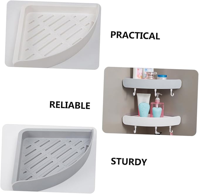 2pcs Triangular Punch Bathroom Corner Storage -Mounted Shelves for Toiletries Easy Installation Space-Saving Design