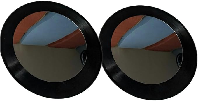 Mirror on Record [2 Pack] - 5 inch Mirror Attached to Repurposed 45 Vinyl Record - Used Vinyl for Nostalgic Look - Great as Make-up, General Use, or as Wall Décor