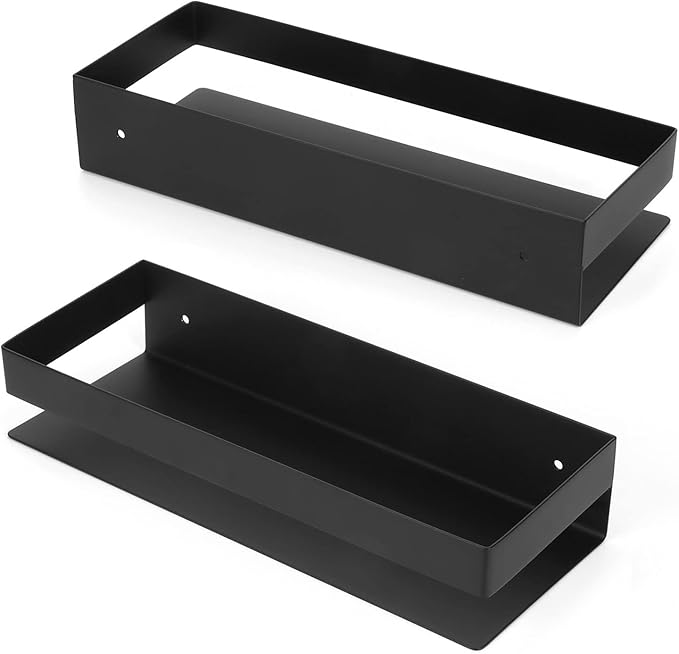 Matt Black Stainless Steel Bathroom Shelf, 30cm Kitchen Storage Rack, Durable and Stylish Organizer - Waterproof Material, Space Saving Design for Home Bathroom