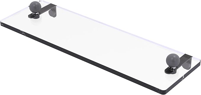 Allied Brass PR-1/16-GYM 16 Inch Glass Vanity Beveled Edges Shelf, Matte Gray