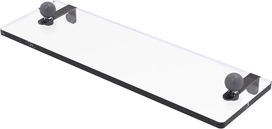 Allied Brass PR-1/16-GYM 16 Inch Glass Vanity Beveled Edges Shelf, Matte Gray