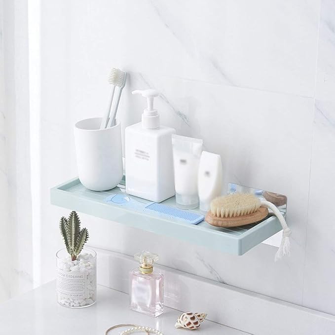 Practical Bathroom Storage Rack Punch-Free Plastic Bathroom Shelf Toilet Wall Hanging Storage Rack Bathroom Storage Shelfs (Color : Green)