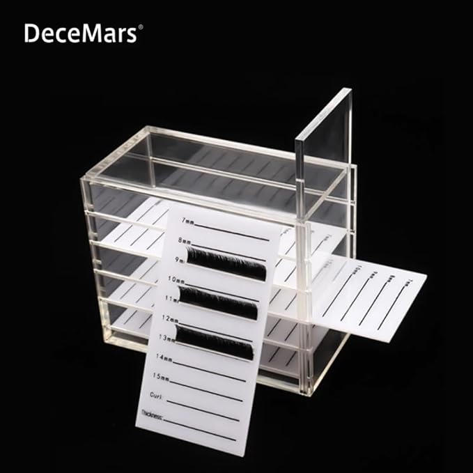 DeceMars 5 Layers Clear Acrylic False Eyelash Storage Box Eyelash Transparent Box Extension Tool Makeup Organizer Display Container Glue Pallet Lash Holder