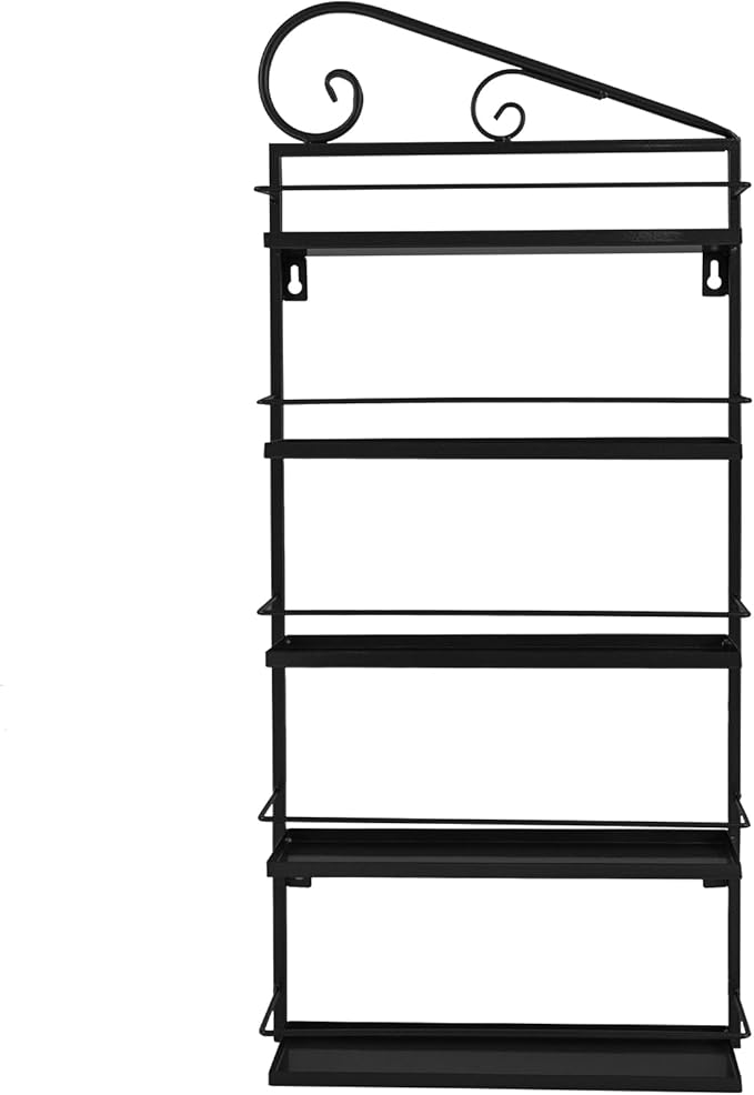 Wall-Mounted Nail Polish Storage Racks Metal Nail Polish Holder 5 Tiers Salon Wall Shelf Organizer Wall Shelf for Nails Salons, Beauty Shops, Stores (1 Middle Rack, 2 Side Racks, Black)