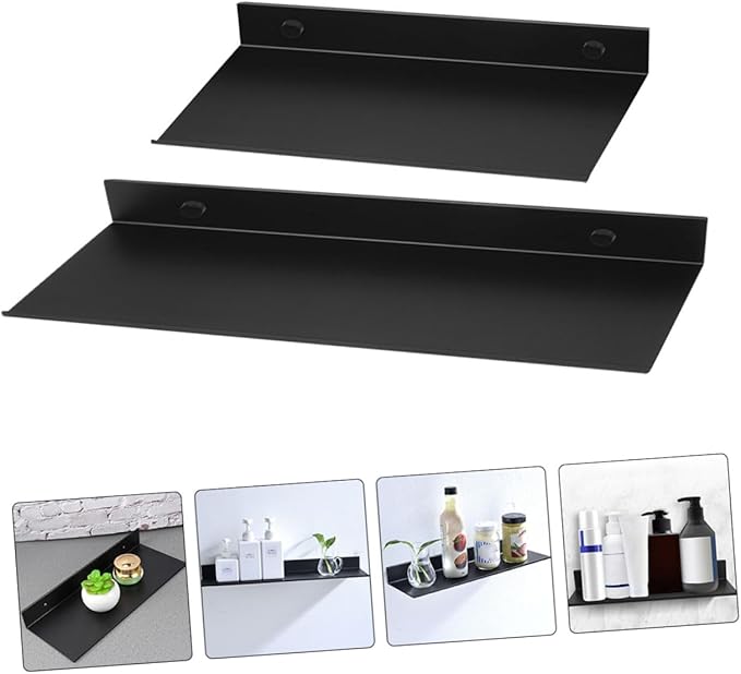Zerodeko 2pcs Floating Wall Shelf for Bathroom Metal Shelves Wall Mount Storage Rack Long Floating Toiletries Display