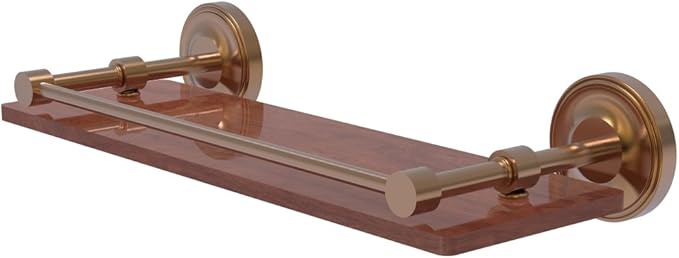 Allied Brass PRBP-1-16-GAL-IRW-BBR Prestige Regal Collection 16 Inch Solid IPE Ironwood Gallery Rail Shelf, Brushed Bronze
