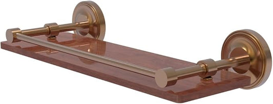 Allied Brass PRBP-1-16-GAL-IRW-BBR Prestige Regal Collection 16 Inch Solid IPE Ironwood Gallery Rail Shelf, Brushed Bronze