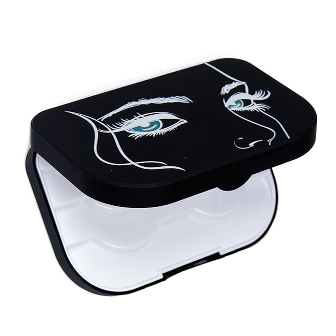 False Eyelash Storage Case with Mirror Lash Organizer Holder Box Empty Makeup Cosmetic Travel Case and 3 Pari Strip Lash Container (Black)